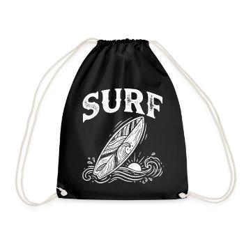 Surfing Surfboard Art Surfing Retro Surfer Surfing - Drawstring Bag - black - Front