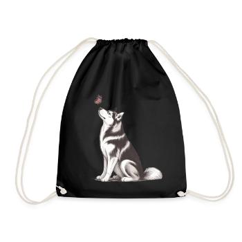 4. Cadeau de husky sibérien pour propriétaires de chiens - Sac de sport léger - noir - Devant