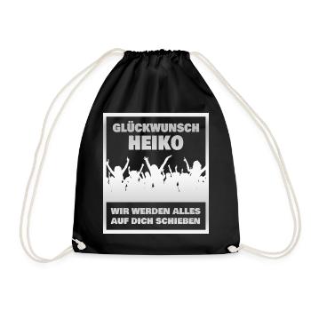 Geschenk für Heiko - Turnbeutel - Schwarz - Vorne