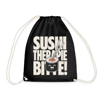 Sushi Therapy Helps Kawaii Saying - Drawstring Bag - black - Front