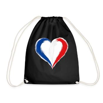 Tricolore Herz Shirt für Frauen & Fußballfans - Turnbeutel - Schwarz - Vorne
