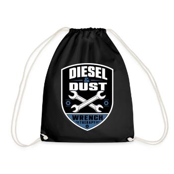 Diesel & Dust für Schrauber und Mechaniker  - Turnbeutel - Schwarz - Vorne