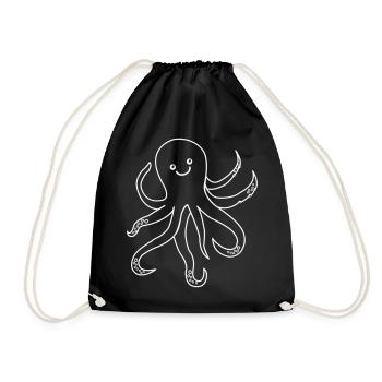 Dessin au trait : pieuvre joyeuse - Sac de sport léger - noir - Devant