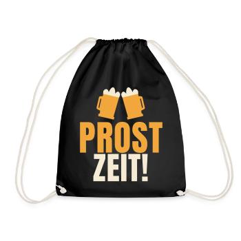 Prost Zeit lustiger Bier Spruch Feiern Geschenk - Turnbeutel - Schwarz - Vorne