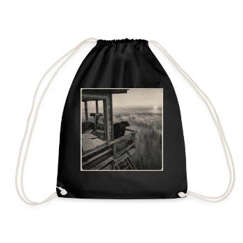 Wildlife Bear Fog Forest Animal Crime Vintage - Drawstring Bag - black - Front