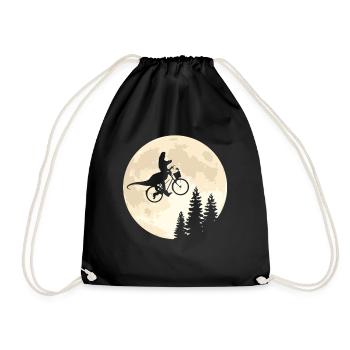 Dino Bicycle Moon Vintage - Drawstring Bag - black - Front