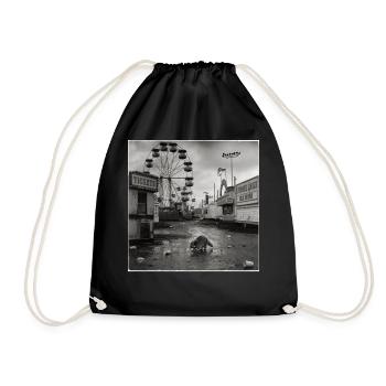 Abandoned Funfair Raccoon Retro Funfair Animal - Drawstring Bag - black - Front