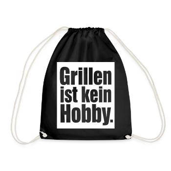 Grillen ist kein Hobby Grillmeister BBQ Shirt - Turnbeutel - Schwarz - Vorne