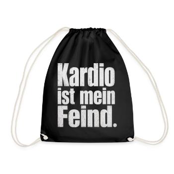 Kardio ist mein Feind Fitness Spruch Gym - Turnbeutel - Schwarz - Vorne