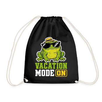 Vacation Mode On Frosch Spruch T-Shirt Lustig - Turnbeutel - Schwarz - Vorne