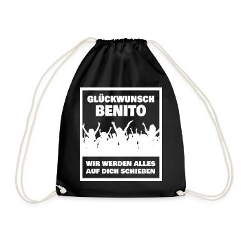 Geschenk für Benito - Turnbeutel - Schwarz - Vorne