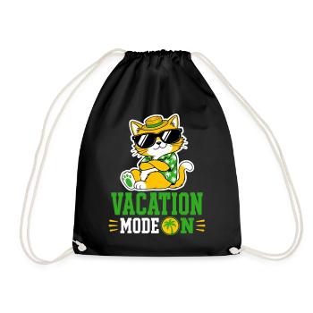 Vacation Mode On Cat Sunglasses Motif - Drawstring Bag - black - Front