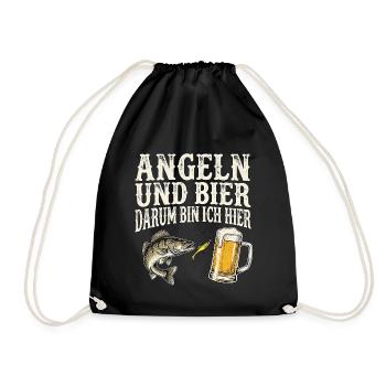 Zander Angeln Und Bier - Turnbeutel - Schwarz - Vorne