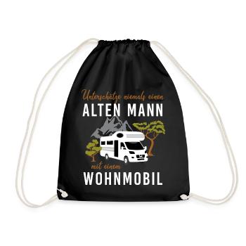 Unterschätze niemals alten Mann mit Wohnmobil - Turnbeutel - Schwarz - Vorne