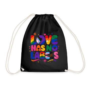 Love Has No Labels Regenbogen Pride Spruch - Turnbeutel - Schwarz - Vorne