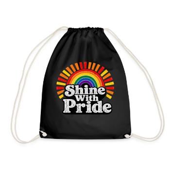 Shine With Pride LGBTQ Statement Retro Motiv - Turnbeutel - Schwarz - Vorne