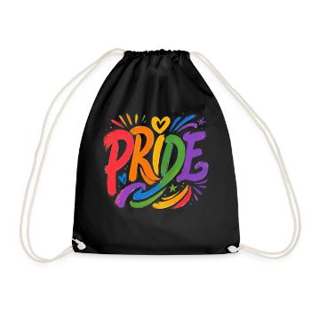 Regenbogen Motiv für Pride Community Allies CSD - Turnbeutel - Schwarz - Vorne