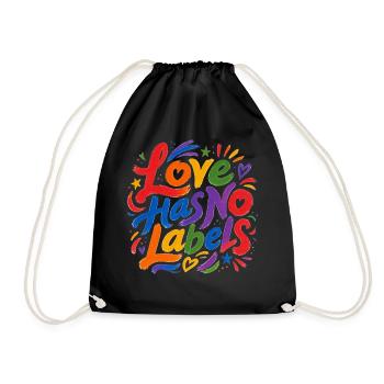 Love Has No Labels für Pride Fans Tshirt Aufkleber - Turnbeutel - Schwarz - Vorne