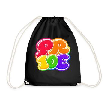 Pride Bubble Rainbow CSD Shirt Sticker - Drawstring Bag - black - Front