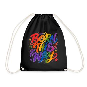 Born This Way Rainbow CSD Pride Saying - Drawstring Bag - black - Front