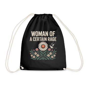 Woman Of A Certain Rage Flowers Bird Shirt Sticker - Drawstring Bag - black - Front