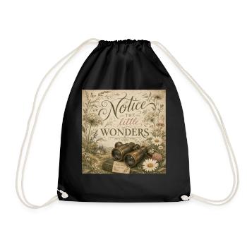 Wildflower Binoculars Retro Mural Nostalgia Decoration - Drawstring Bag - black - Front