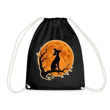 Greyhound Full Moon T-Shirt Halloween Vintage - Drawstring Bag - black - Front