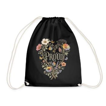 T-shirt fier en forme de cœur floral LGBTQ Pride vintage - Sac de sport léger - noir - Devant