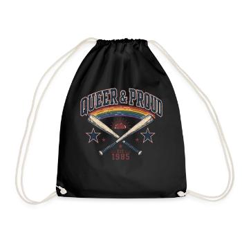 Queer & Proud Baseball T-Shirt Vintage Pride Retro - Drawstring Bag - black - Front