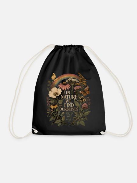In Nature We Find Ourselves T-Shirt Hoodie Vintage - Turnbeutel - Schwarz