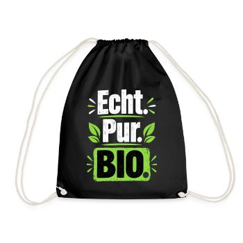 Echt Pur Bio Statement - Turnbeutel - Schwarz - Vorne