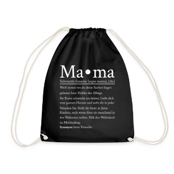 Mama Mutter Familie Liebe Muttertag Motiv - Turnbeutel - Schwarz - Vorne