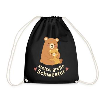 Stolze große Schwester - Süße Bären - Turnbeutel - Schwarz - Vorne