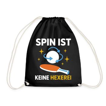 Spin ist keine Hexerei Tischtennis Spruch - Turnbeutel - Schwarz - Vorne