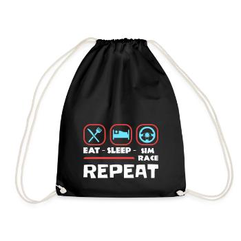 Eat Sleep Sim Race Repeat Sim Racing - Drawstring Bag - black - Front