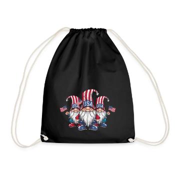 Gnomes patriotiques américains avec drapeau américain - Sac de sport léger - noir - Devant