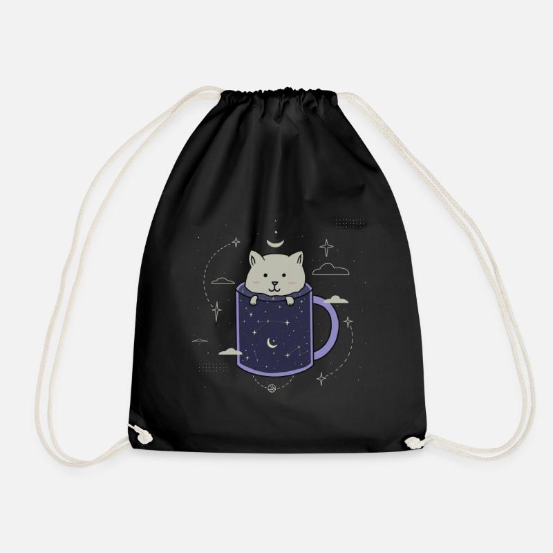 Katze in einer Galaxy Tasse - Turnbeutel - Schwarz