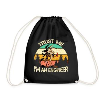 Vertrau mir, ich bin ein Ingenieur - Turnbeutel - Schwarz - Vorne