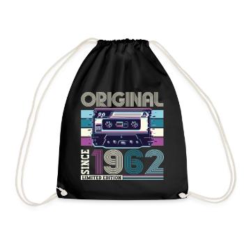 Original 1962 60. Geburtstag Geschenk Herren - Turnbeutel - Schwarz - Vorne