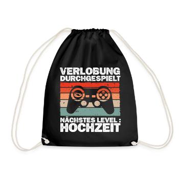 Hochzeit Gaming Junggesellenabschied Spruch - Turnbeutel - Schwarz - Vorne