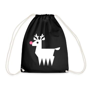 Renne Rudolf L blanc avec nez rose fluo - Sac de sport léger - noir - Devant