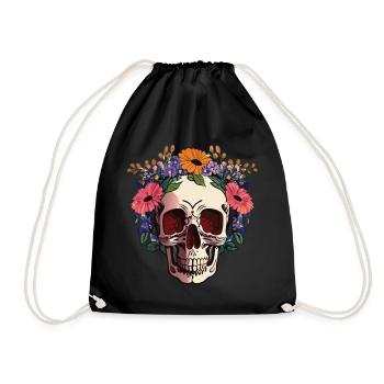 Flower skull - Turnbeutel - Schwarz - Vorne
