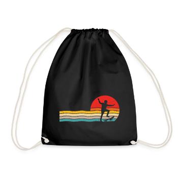 skater retro t-shirt skater skateboard - Drawstring Bag - black - Front