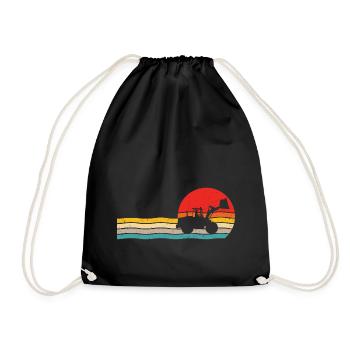 Radlader retro t-shirt radladerfahrer - Turnbeutel - Schwarz - Vorne