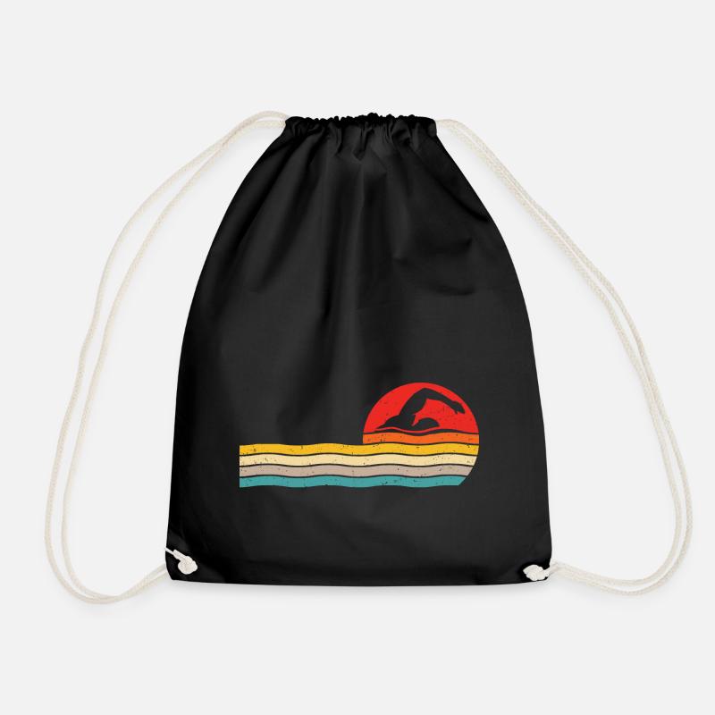 Schwimmer retro schwimmen - Turnbeutel - Schwarz