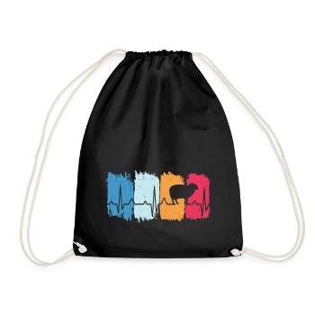 Schafe retro herzschlag t-shirt schaf - Turnbeutel - Schwarz - Vorne