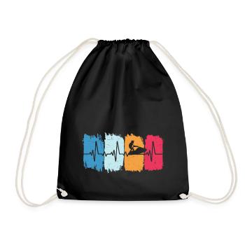 Jetski water sports retro heartbeat jet skiing - Drawstring Bag - black - Front