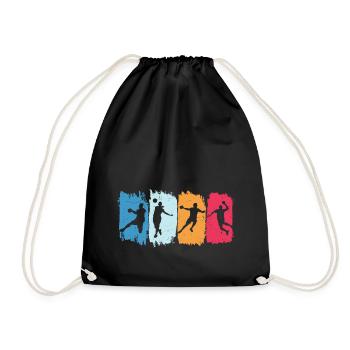 Handball player retro handball handball player - Drawstring Bag - black - Front