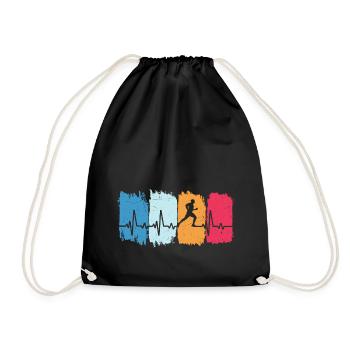 T-shirt de course rétro heartbeat pour coureur joggeur - Sac de sport léger - noir - Devant