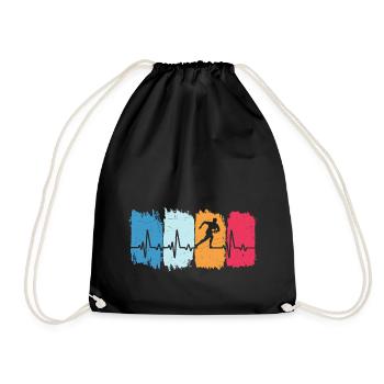 Rugby Retro Heartbeat Rugby Player - Drawstring Bag - black - Front